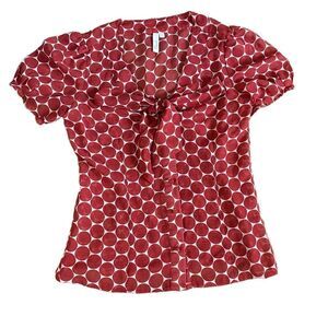 Womens Red Polka Dot Fossil Dress Shirt Blouse